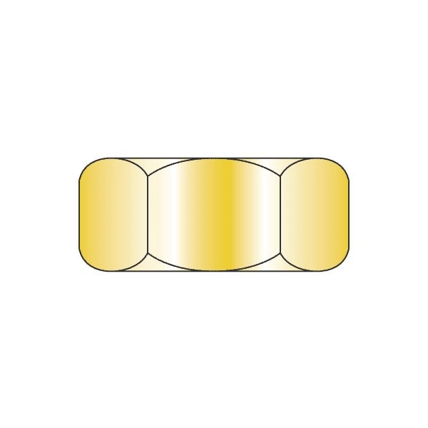 Newport Fasteners Hex Nut, 7/16"-14, Steel, Grade 2, Zinc Yellow, 3/8 in Ht, 100 PK 302002-PR-100 - main